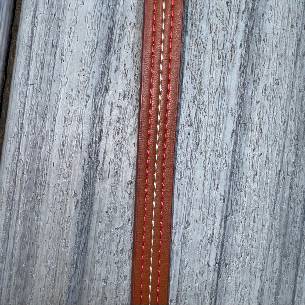 Girl’s pink / white stitched, Brown Belt with Silver tone Buckle NWOT